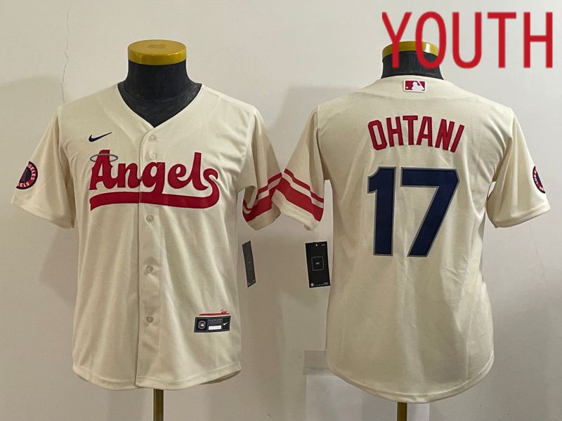 Youth Los Angeles Angels #17 Ohtani Cream City Edition Game Nike 2022 MLB Jersey